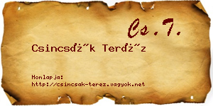 Csincsák Teréz névjegykártya